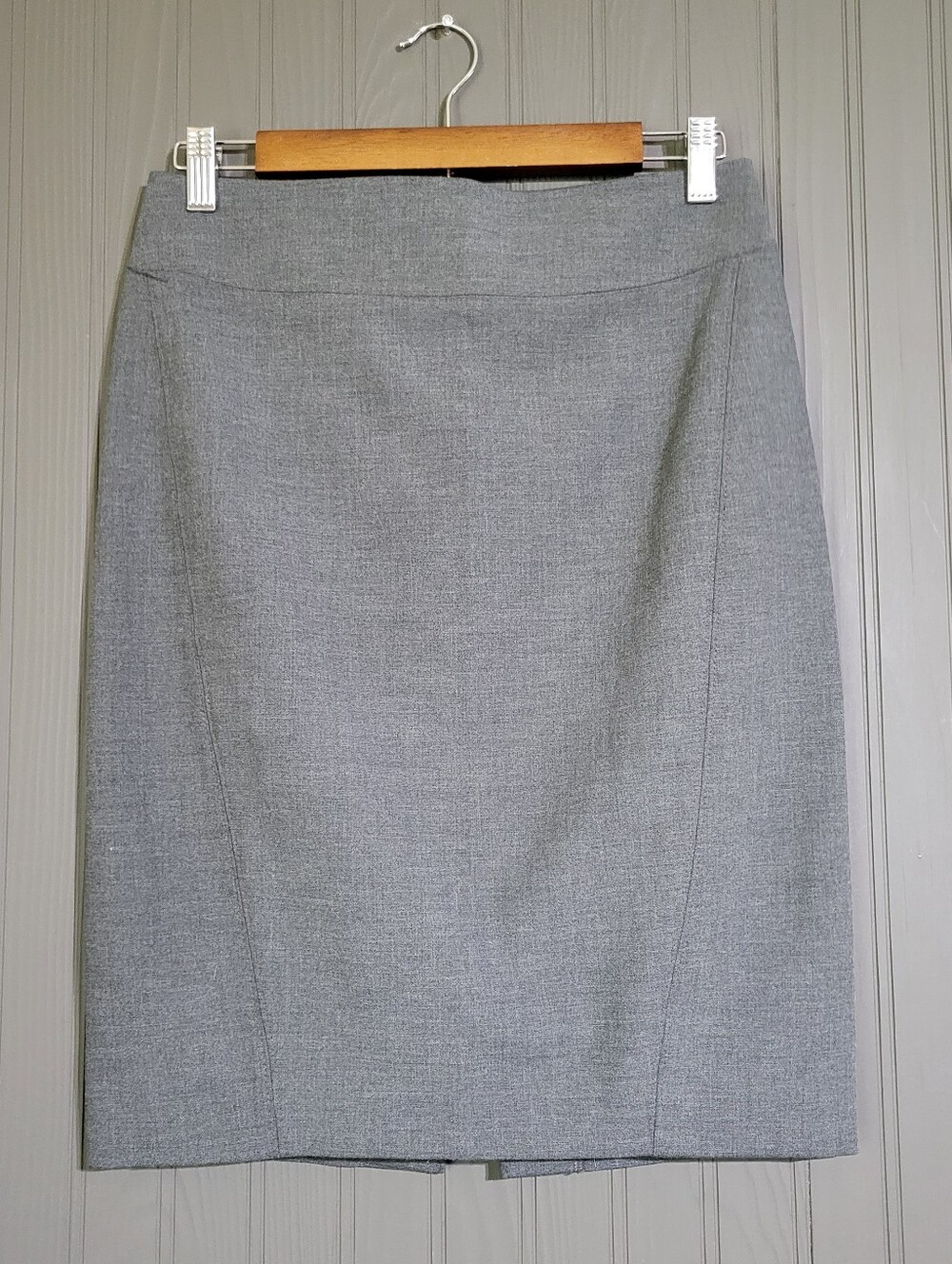 Ann Taylor LOFT Pencil Skirt Lined Tailored Curved Front Seams Gray Women's 4